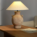 Настольная лампа керамическая с ручками и тканевым абажуром Eastern Tale варинант исполнения - 1 | Loft Concept в Ижевске