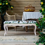 Банкетка из натурального бука золотистая с изображением птиц и цветов Blooming Birds варинант исполнения - 4 | Loft Concept в Ижевске