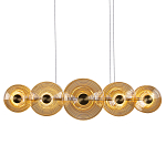 Люстра подвесная светодиодная со стеклянными плафонами янтарного цвета в форме дисков Savio Glass Disc варинант исполнения - 1 | Loft Concept в Ижевске