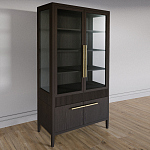 Витрина Primo со стеклянными фасадами и буфетом шпон Темный орех варинант исполнения - 3 | Loft Concept в Ижевске