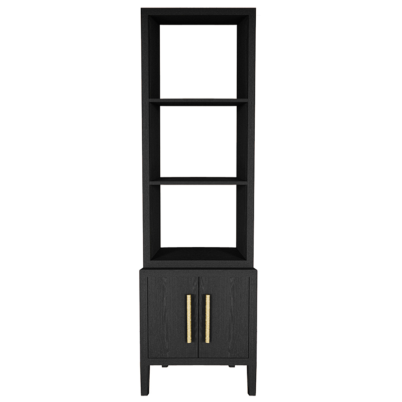 Этажерка Primo с тумбой шпон Черный дуб Черный Золотой в Ижевске | Loft Concept 