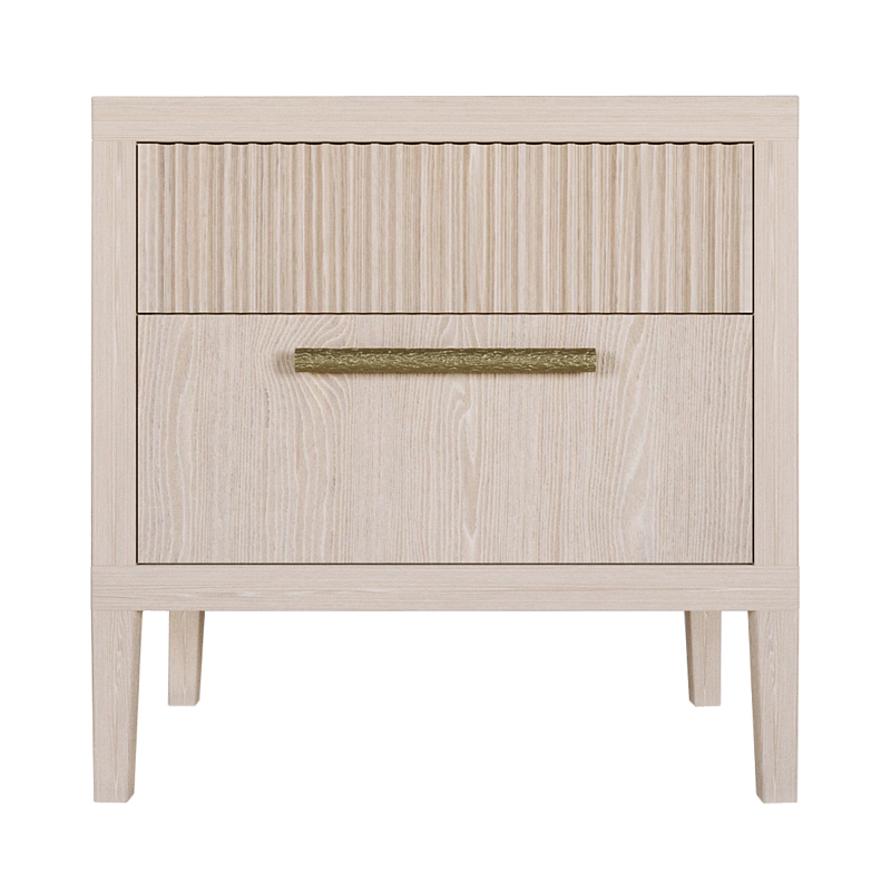 Прикроватная Тумбочка Primo с двумя ящиками Светлый дуб Древесина Золотой в Ижевске | Loft Concept 