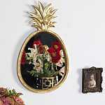 Зеркало овальной формы с золотистой рамкой и декоративной верхушкой в виде ананаса Pineapple Shine  варинант исполнения - 2 | Loft Concept в Ижевске