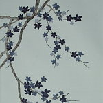 Обои ручная роспись Cherry Tree Original colourway on Adam Grey dyed silk варинант исполнения - 2 | Loft Concept в Ижевске