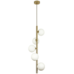 Подвесной светильник с 5-ю сферическими плафонами из матового стекла Pearls Suspension Brass Tube Hanging Lamp варинант исполнения - 2 | Loft Concept в Ижевске