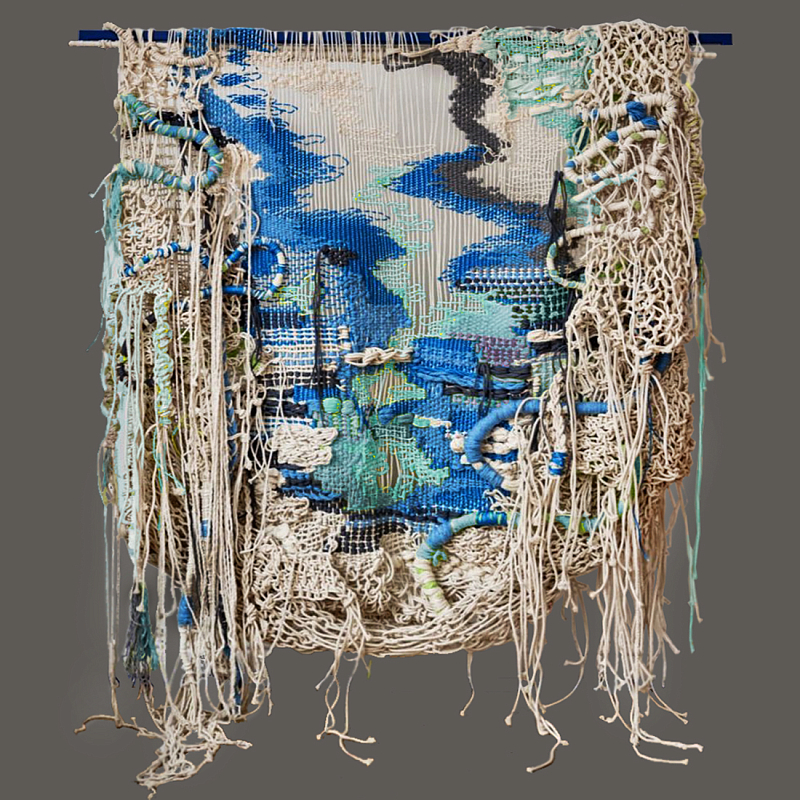 Эко декор на стену из нитей Wall decor Mermaid Синий Бежевый в Ижевске | Loft Concept 