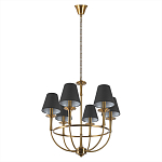 Люстра на металлическом основании бронзового цвета с 6-ю черными конусовидными абажурами Dignity варинант исполнения - 4 | Loft Concept в Ижевске