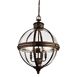 Подвесной светильник бронзового цвета с прозрачным стеклянным плафоном в форме шара в индустриальном стиле на цепи 4 лампы Feiss варинант исполнения - 1 | Loft Concept в Ижевске