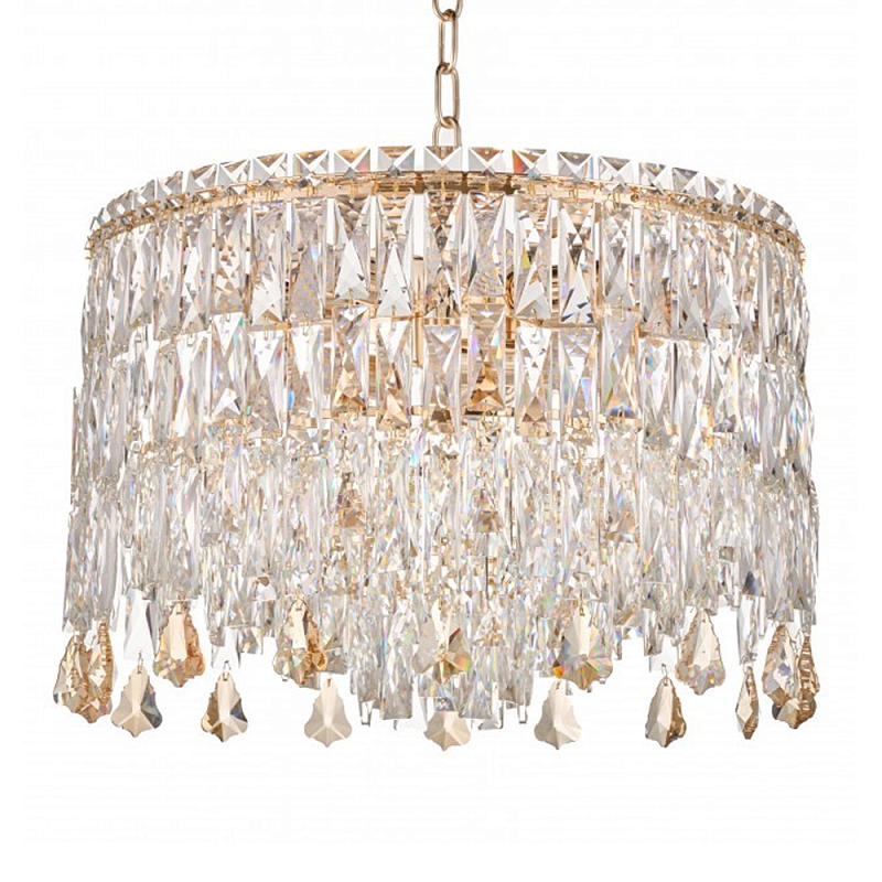 Люстра круглая с хрустальными подвесками на золотистом каркасе Roul Crystal Light Золотой Прозрачный Люстра круглая с хрустальными подвесками на золотистом каркасе Roul Crystal Light Золотой Прозрачный в Ижевске | Loft Concept