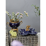 Ваза темно-синяя фарфоровая на бронзовой подставке с ажурным ободком и изогнутыми ручками Eden Garden варинант исполнения - 6 | Loft Concept в Ижевске