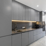 Прямой серый кухонный гарнитур с фрезерованным фасадом Idelle Kitchen Set варинант исполнения - 1 | Loft Concept в Ижевске