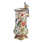 Ваза фарфоровая с птицей на бронзовой ветке и цветочной росписью Garden of Eden варинант исполнения - 2 | Loft Concept в Ижевске