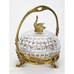 Конфетница из прозрачного рельефного стекла с ручкой и фигуркой лебедя Eden Garden варинант исполнения - 3 | Loft Concept в Ижевске