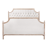 Кровать двуспальная светло-бежевая с основанием из массива дуба с мягким изголовьем Flax Beds варинант исполнения - 1 | Loft Concept в Ижевске