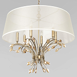 Люстра подвесная круглая с тканевым полупрозрачным абажуром и подвесками 6 ламп Gilded Elegance варинант исполнения - 4 | Loft Concept в Ижевске