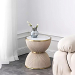 Дизайнерский журнальный стол фактурный с круглой белой столешницей Luler варинант исполнения - 1 | Loft Concept в Ижевске