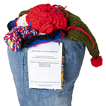 Подушка из джинсовой одежды и вязания Heart&Brain варинант исполнения - 3 | Loft Concept в Ижевске