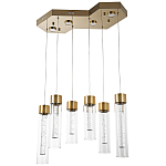 Люстра c 6-ю стеклянными плафонами золото Sparkling Bubbles Tube Gold Hanging Lamp варинант исполнения - 1 | Loft Concept в Ижевске