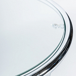 Приставной столик на серебристом основании с столешницей из стекла Noir варинант исполнения - 2 | Loft Concept в Ижевске