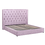 Кровать двуспальная фиолетовая с основанием из массива дерева с мягким изголовьем Velour Beds варинант исполнения - 1 | Loft Concept в Ижевске