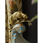 Чаша голубого цвета с оранментом и и бронзовыми фигурами леопардов Eden Garden варинант исполнения - 7 | Loft Concept в Ижевске