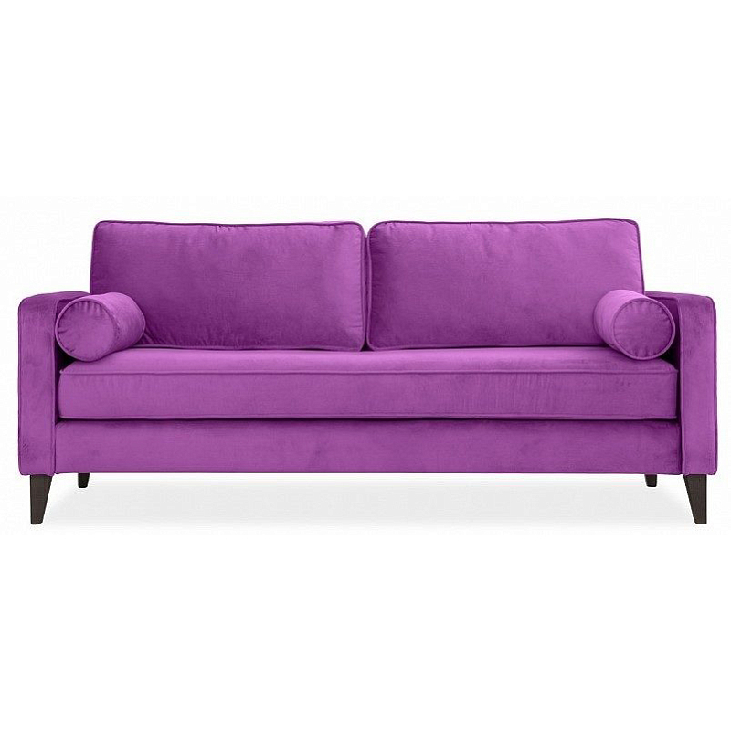 Диван бархатный с двумя подушками-валиками Simple Berry Sofa Лиловый Коричневый в Ижевске | Loft Concept 