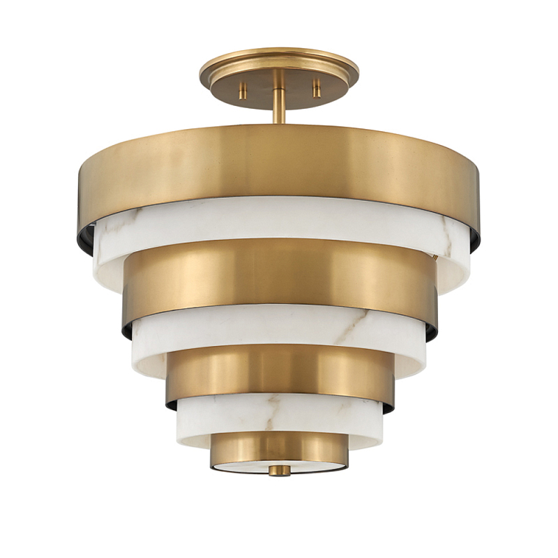 Потолочный светильник многоярусный с чередованием латунных и белых колец Hinkley  Латунь Белый в Ижевске | Loft Concept 
