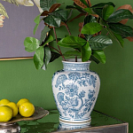 Ваза округлой формы белого цвета с синим растительным узором Blue & White Ornament  варинант исполнения - 5 | Loft Concept в Ижевске