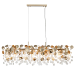 Люстра линейная с подвесками в форме монеток и золотистыми круглыми элементами из металла в виде лепестков FAIRYTREE Light варинант исполнения - 3 | Loft Concept в Ижевске