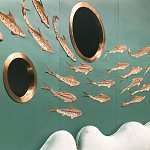 Обои с вышивкой ручной работы Deco Fish Original colourway варинант исполнения - 3 | Loft Concept в Ижевске