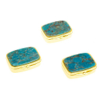 Таблетница карманная прямоугольная с 2-мя отделениями с зеркалом и накладкой из натурального камня Апатит Голубой Gold Stone Pillboxes варинант исполнения - 4 | Loft Concept в Ижевске