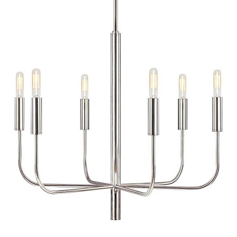 Люстра с 6-ю лампами Chandelier with Seamless Curve Латунь Серебряный в Ижевске | Loft Concept 