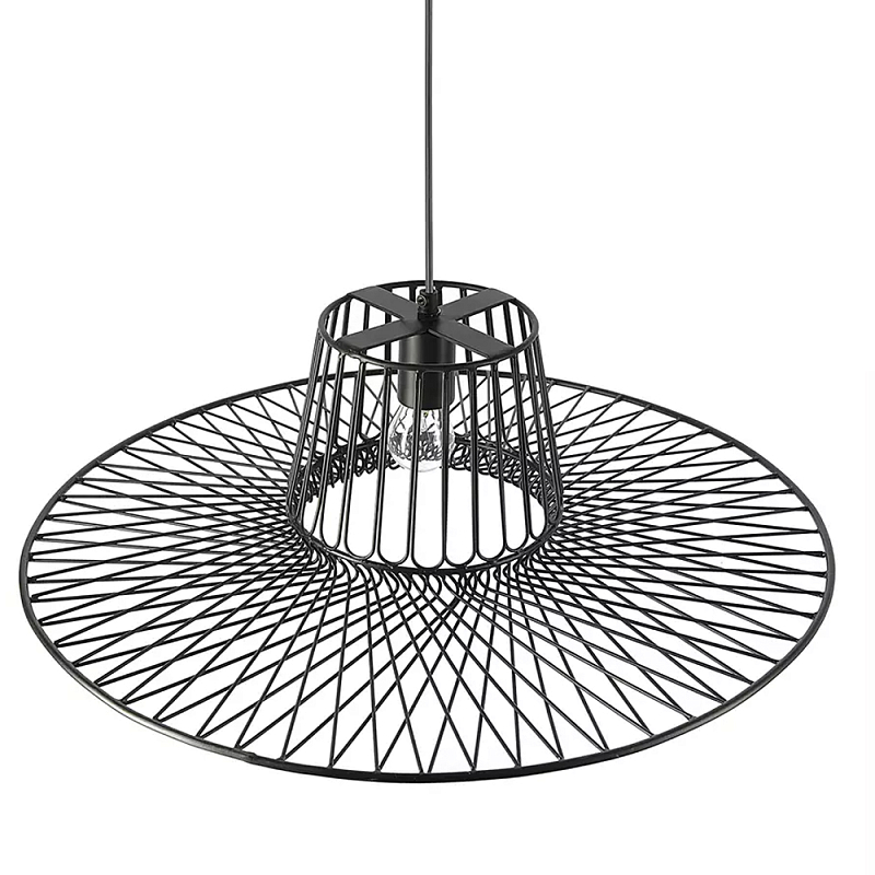 Подвесной светильник с плафоном из металлической сетки Lamp with Metal Mesh Shade Черный в Ижевске | Loft Concept 