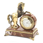 Часы настольные бронзовые с декором в виде коня Horse Stone Clock варинант исполнения - 2 | Loft Concept в Ижевске