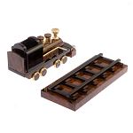 Часы настольные в виде паровоза из натурального камня Обсидиан Train Stone Clock варинант исполнения - 6 | Loft Concept в Ижевске