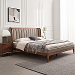 Кровать двуспальная с мягким изголовьем Moon Walnut Bed варинант исполнения - 2 | Loft Concept в Ижевске