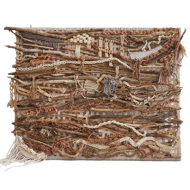 Большая Абстрактное Панно из веток и нитей Dryad Wall Art Коричневый Бежевый в Ижевске | Loft Concept 