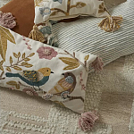 Чехол на подушку с кисточками и вышивкой птиц Ethnic mix Birds Rect варинант исполнения - 6 | Loft Concept в Ижевске
