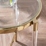 Золотой приставной столик с круглой стеклянной столешницей Weightless Table варинант исполнения - 7 | Loft Concept в Ижевске