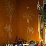 Обои с вышивкой ручной работы Deco Palms Original colourway on velvet 2 варинант исполнения - 1 | Loft Concept в Ижевске