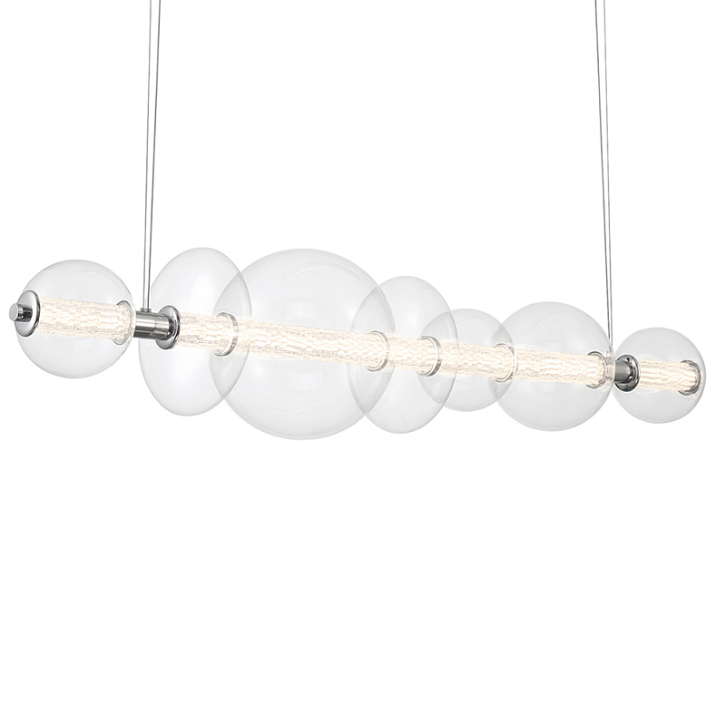 Подвесной светильник линейный с прозрачными стеклянными шарами разного диаметра Eurofase Прозрачное Стекло Золотой Хром в Ижевске | Loft Concept 
