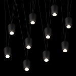 Подвесной светильник черными плафонами на длинных пересекающихся тросах Construction варинант исполнения - 10 | Loft Concept в Ижевске