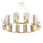 Люстра подвесная круглая с прямоугольными мраморными и золотистыми панелями на металлическом каркасе Диаметр 118 см Marble square Chandelier варинант исполнения - 3 | Loft Concept в Ижевске