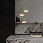 Подвесной светильник с плафоном в виде эллипса из белого алебастра Cryptocrystalline Stone варинант исполнения - 6 | Loft Concept в Ижевске