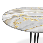Стол журнальный с круглой столешницей из стекла Gray and Gold Marble варинант исполнения - 3 | Loft Concept в Ижевске