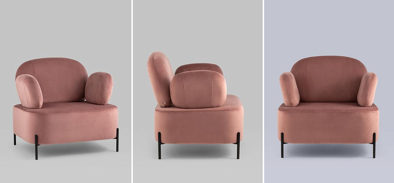 Кресло Color Block пыльно-розовый велюр Кресло Color Block пыльно-розовый велюр - Loft-Concept в Ижевске