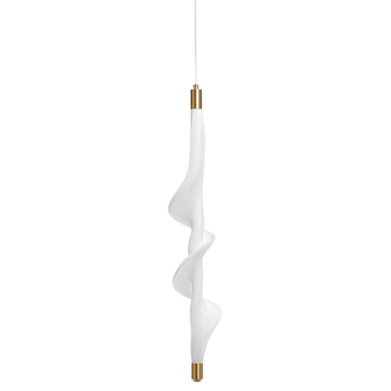 Люстра с белым скрученным плафоном Golden Swirl Белый Латунь в Ижевске | Loft Concept 