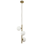 Подвесной светильник с 3-мя сферическими плафонами из матового стекла Pearls Suspension Brass Tube Hanging Lamp варинант исполнения - 2 | Loft Concept в Ижевске