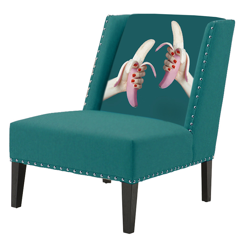 FUN Armchair Two Bananas Turquoise Дизайнерское кресло с цветным принтом Бирюзовый в Ижевске | Loft Concept 