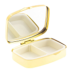 Таблетница карманная прямоугольная с 2-мя отделениями с зеркалом и накладкой из натурального камня Малахит Gold Stone Pillboxes варинант исполнения - 2 | Loft Concept в Ижевске